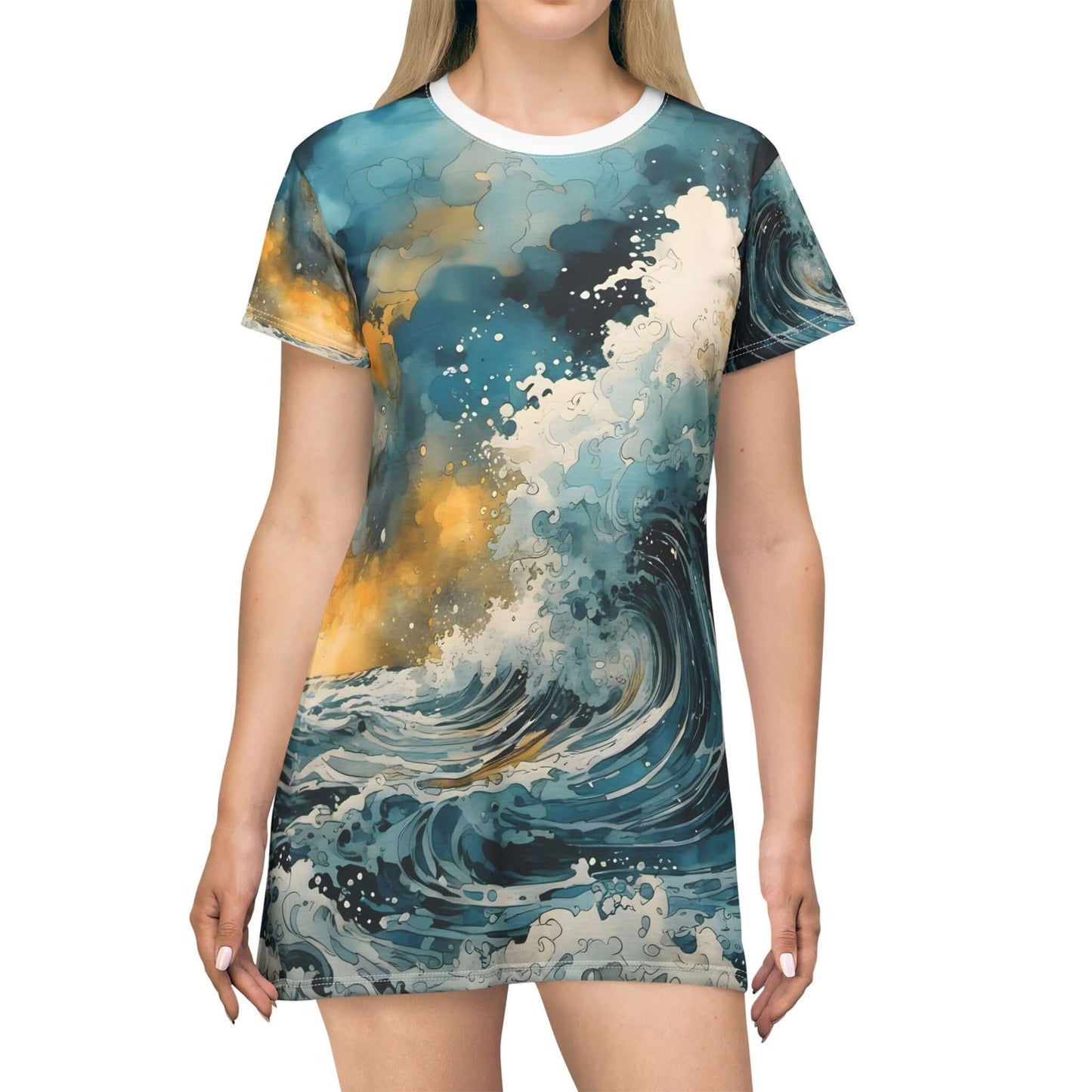 T-Shirt Dress (AOP)_Rough Sea