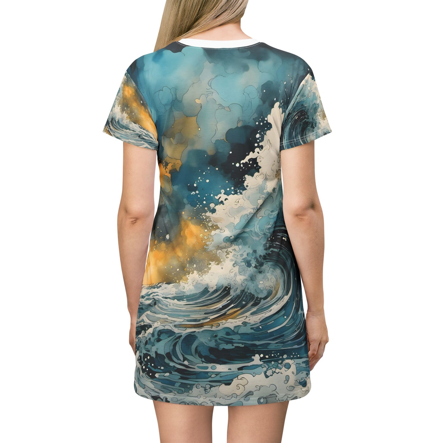 T-Shirt Dress (AOP)_Rough Sea