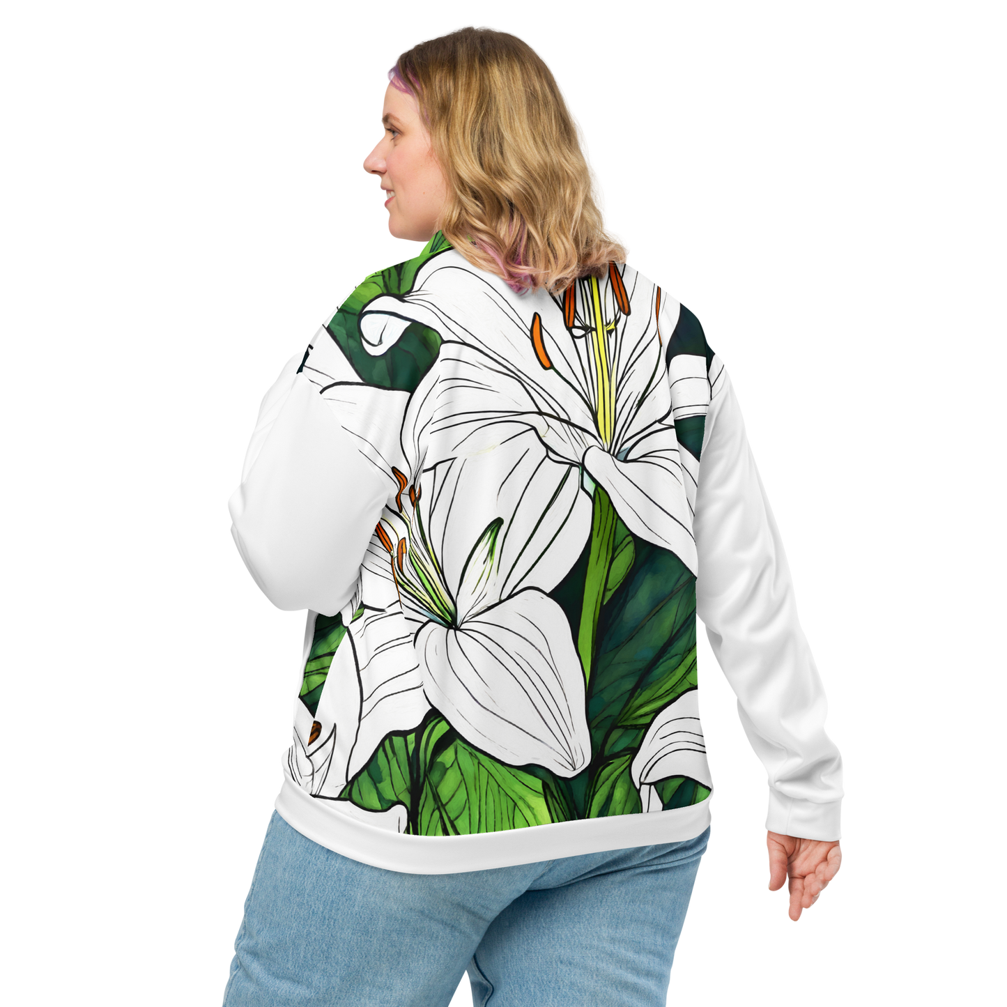 Unisex Bomber Jacket_White Lily