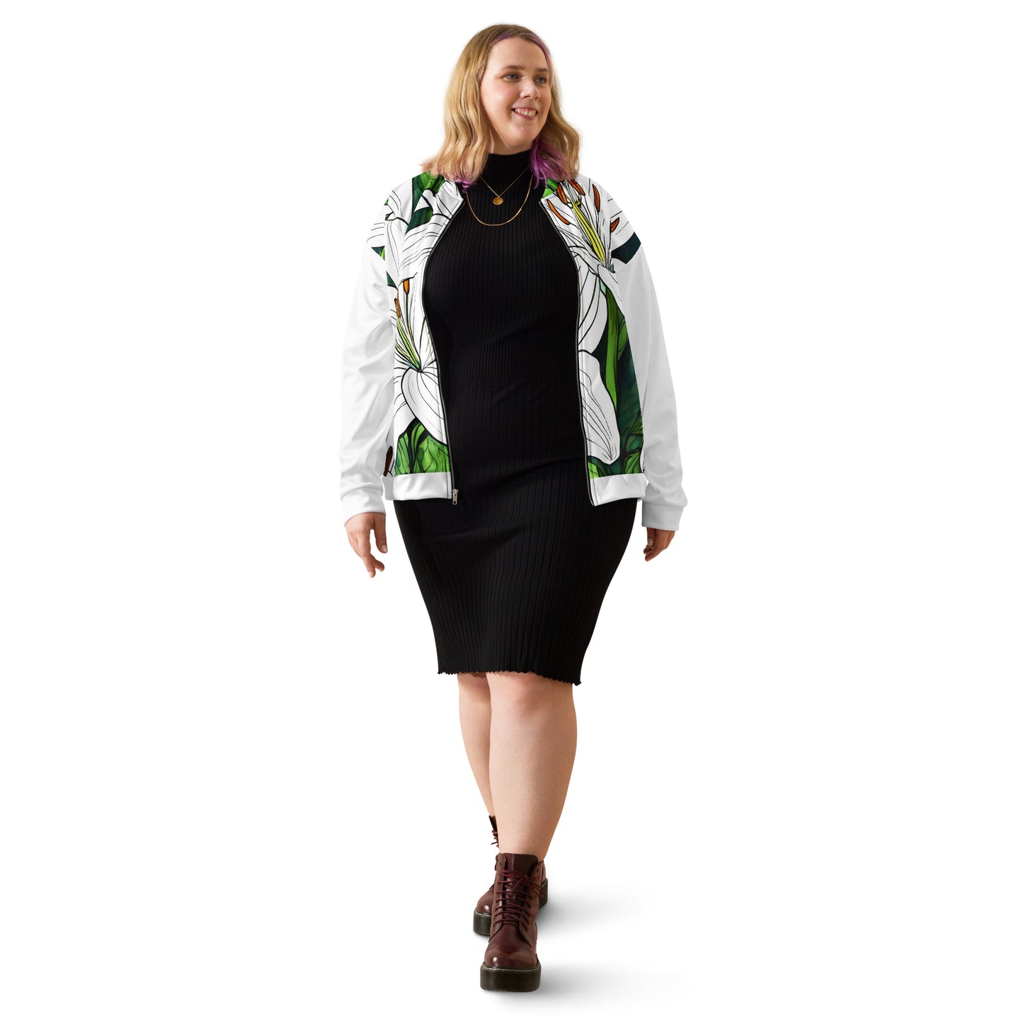 Unisex Bomber Jacket_White Lily