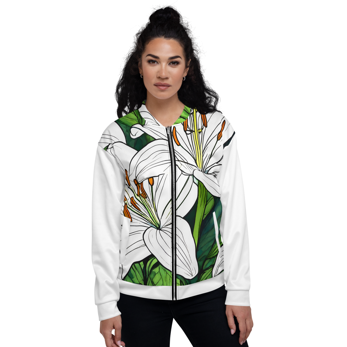 Unisex Bomber Jacket_White Lily