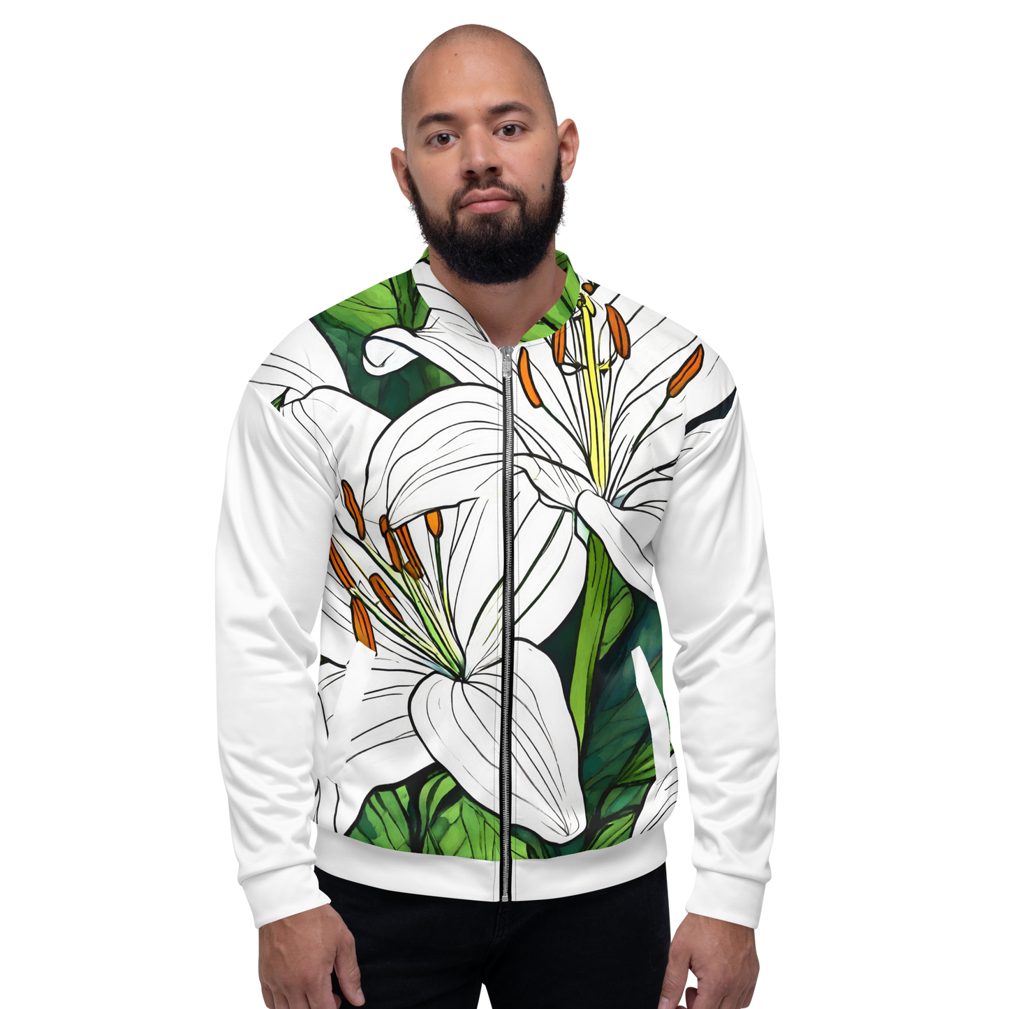 Unisex Bomber Jacket_White Lily