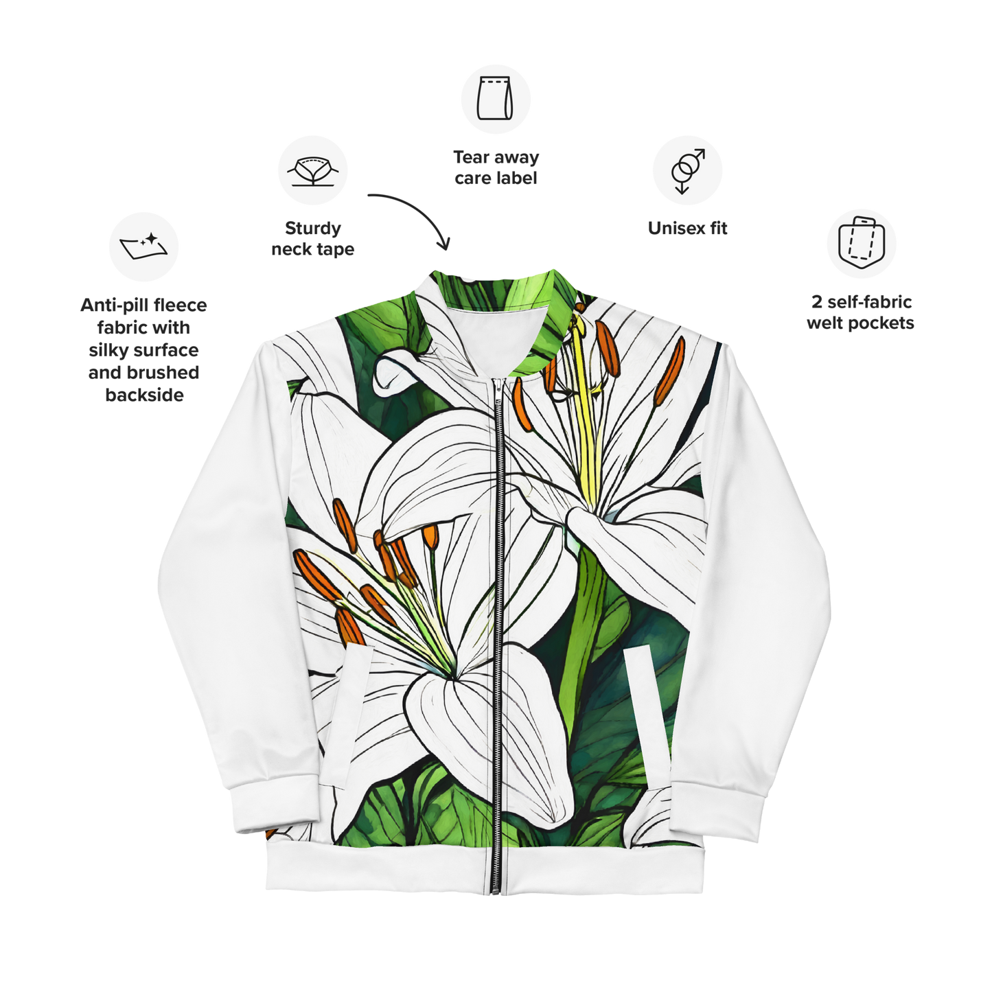 Unisex Bomber Jacket_White Lily
