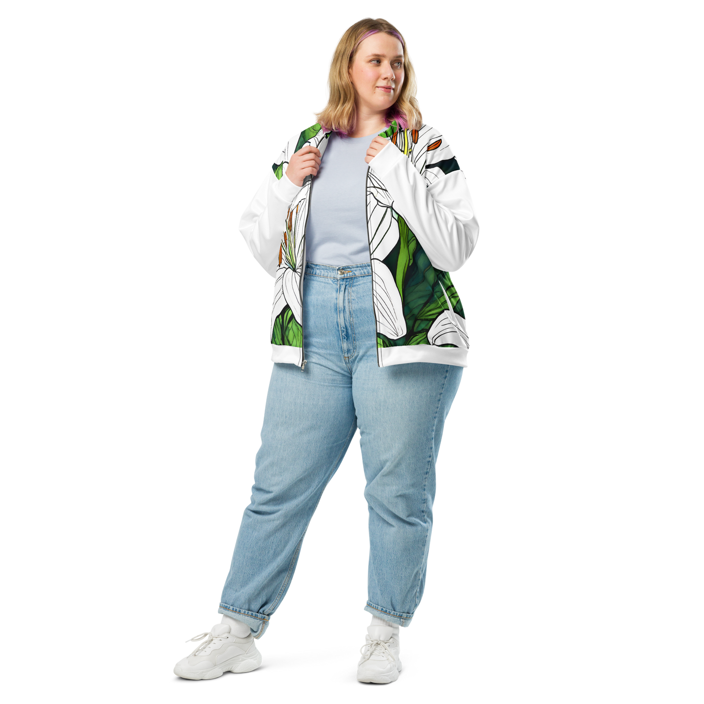 Unisex Bomber Jacket_White Lily