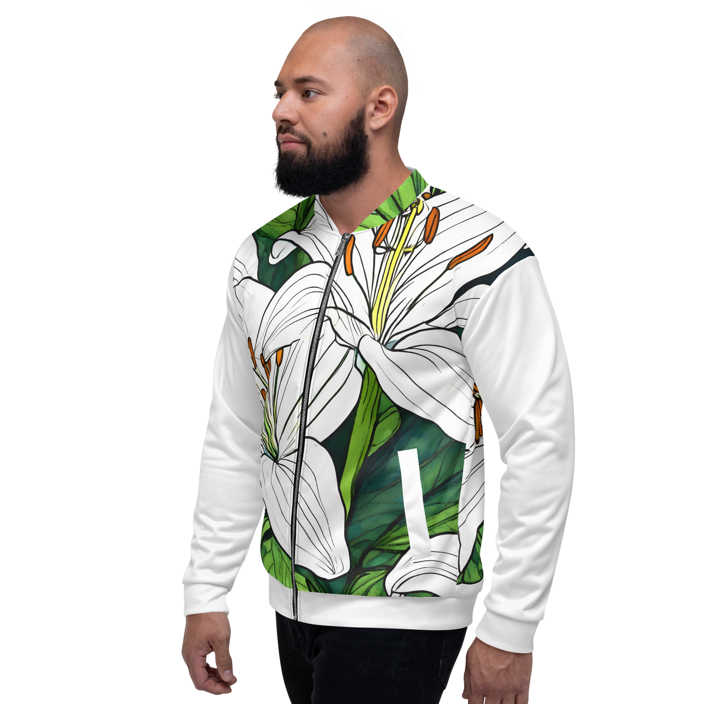 Unisex Bomber Jacket_White Lily