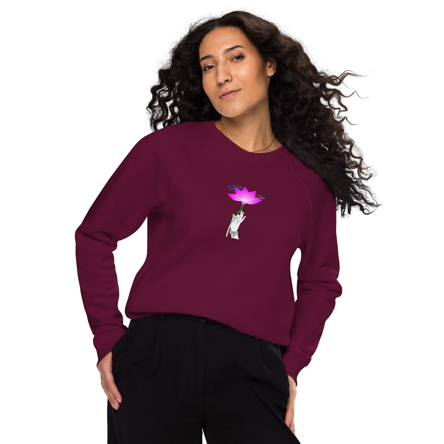 Unisex organic raglan sweatshirt_The Flower Sermon