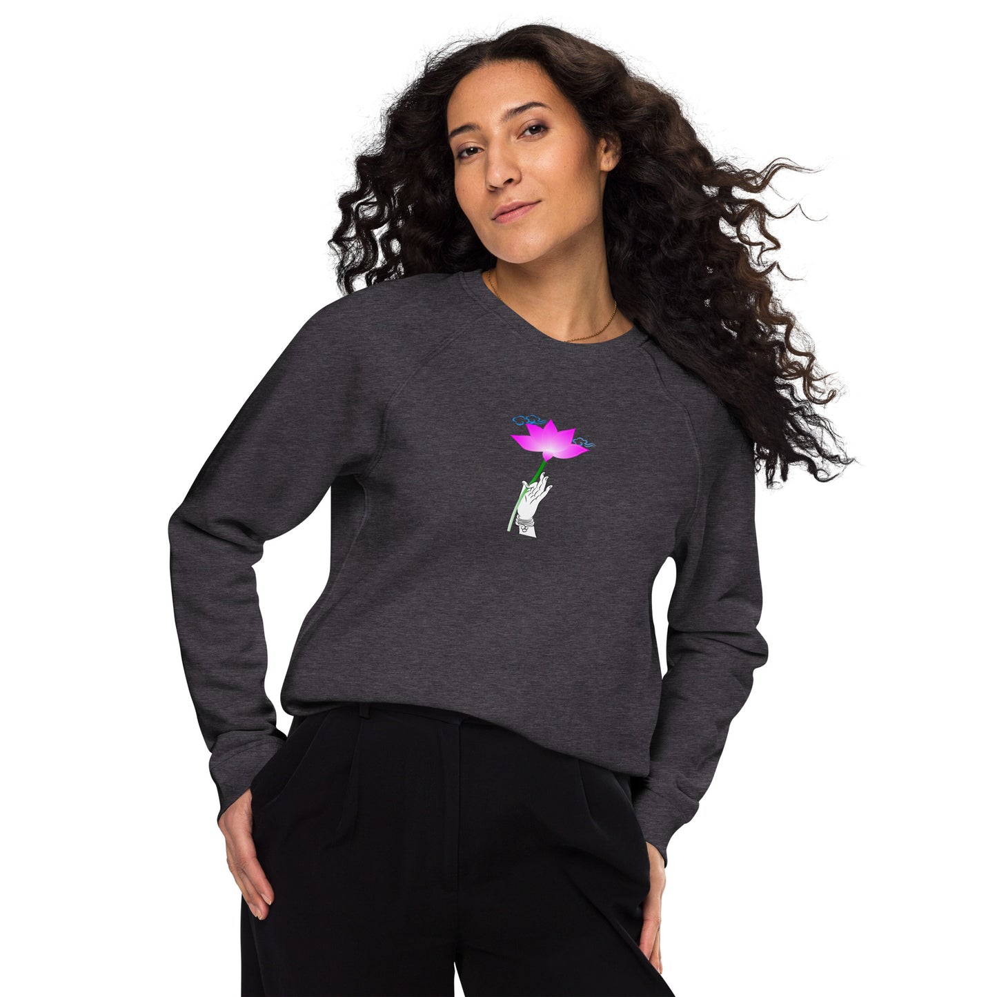 Unisex organic raglan sweatshirt_The Flower Sermon