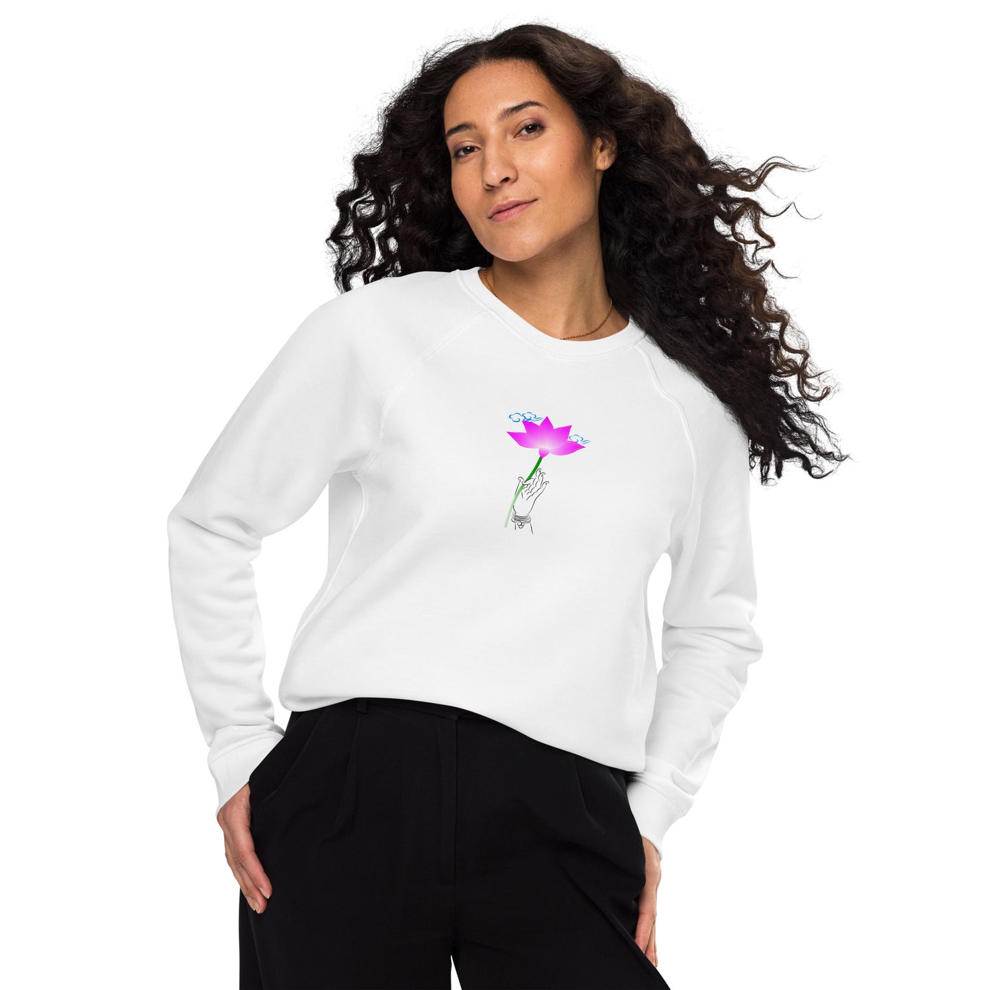 Unisex organic raglan sweatshirt_The Flower Sermon