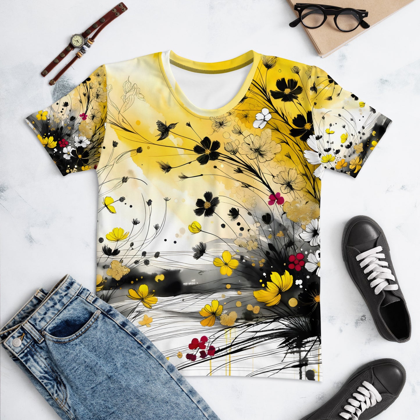 Women's T-shirt_Spring with blossoming flowers