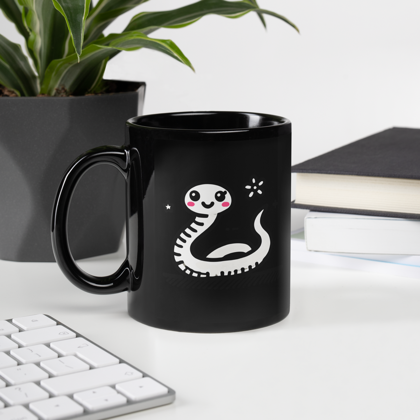 Black Glossy Mug_Cute Snake