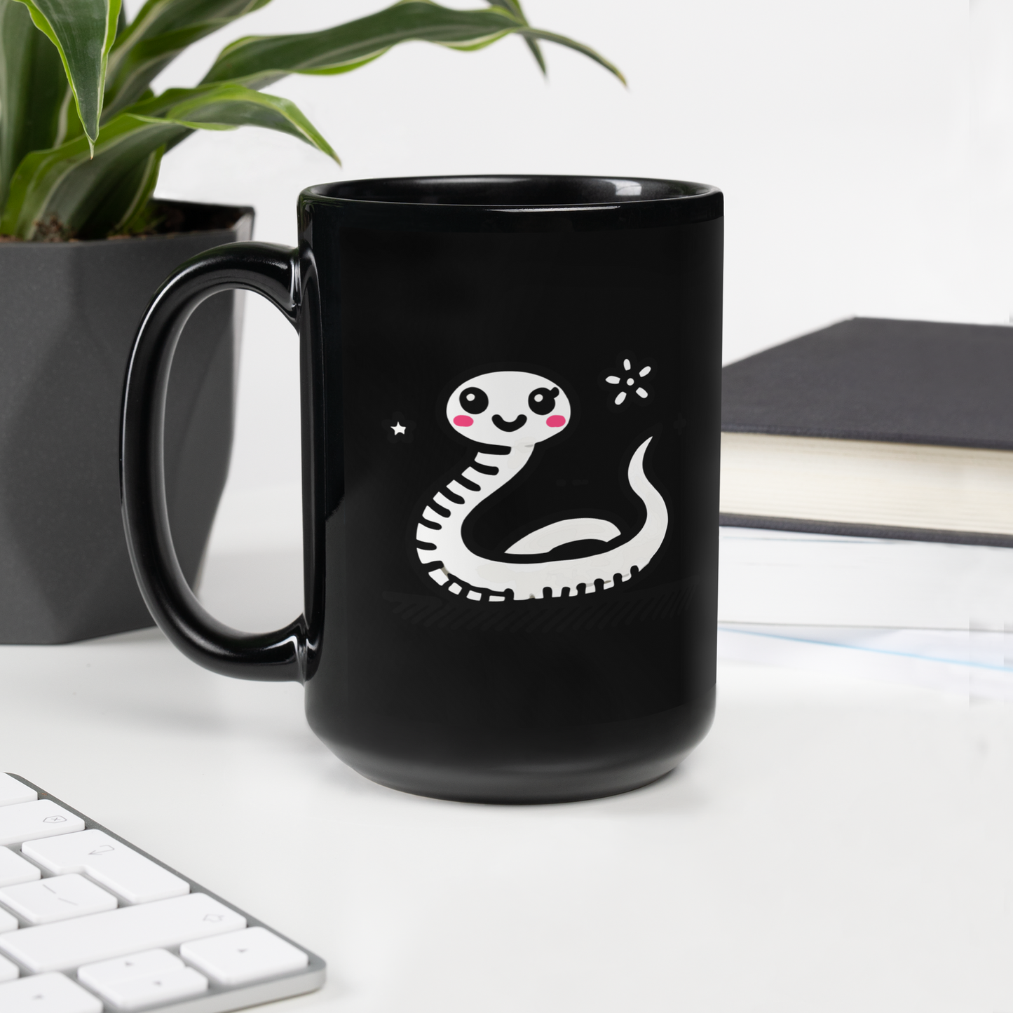 Black Glossy Mug_Cute Snake