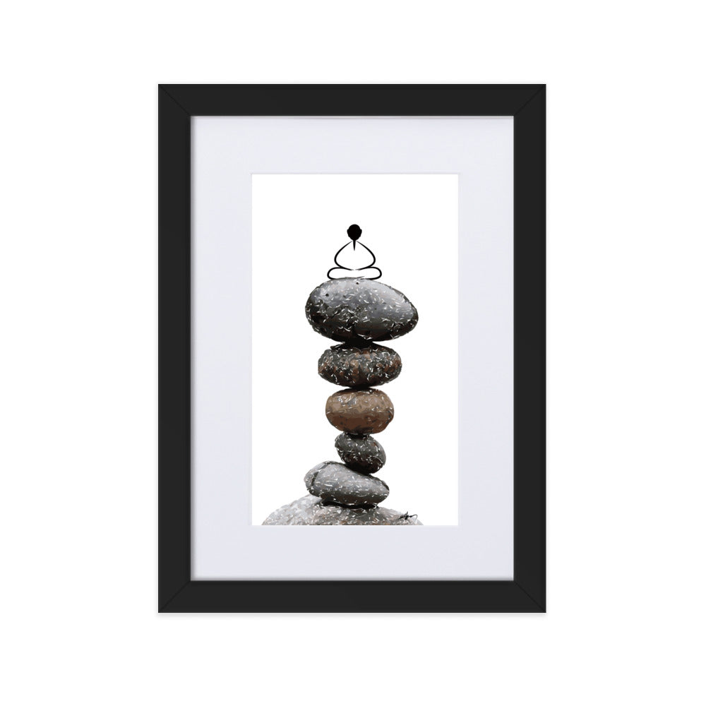 Matte Paper Framed Poster With Mat_Zen Stone