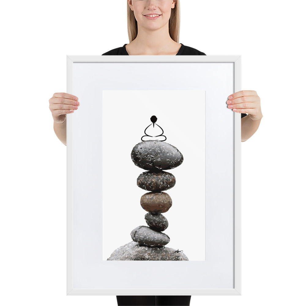 Matte Paper Framed Poster With Mat_Zen Stone