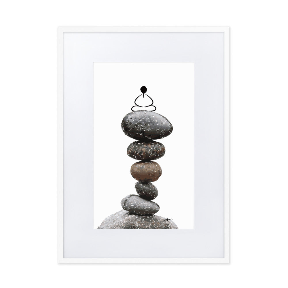 Matte Paper Framed Poster With Mat_Zen Stone