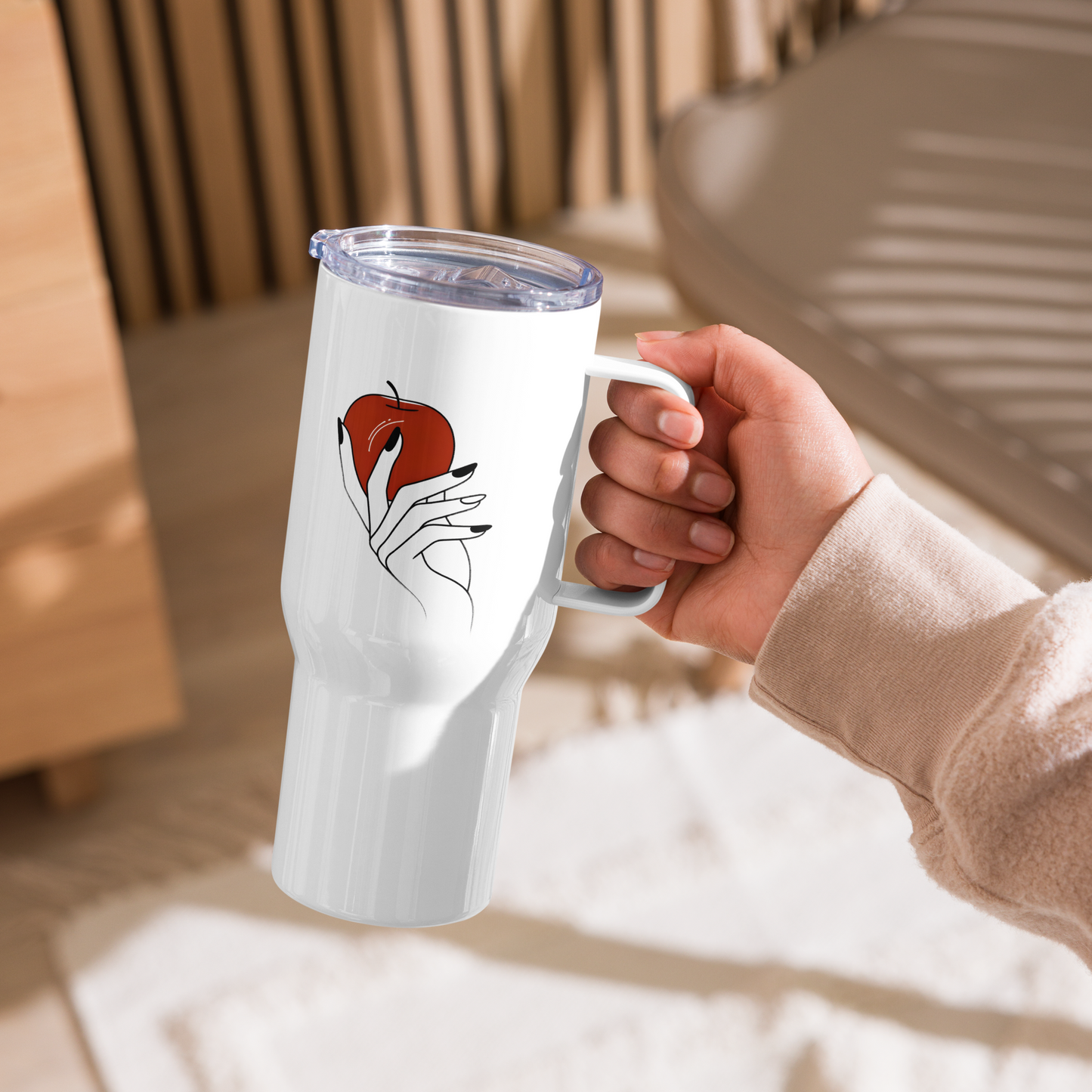 Travel mug with a handle_Red Apple