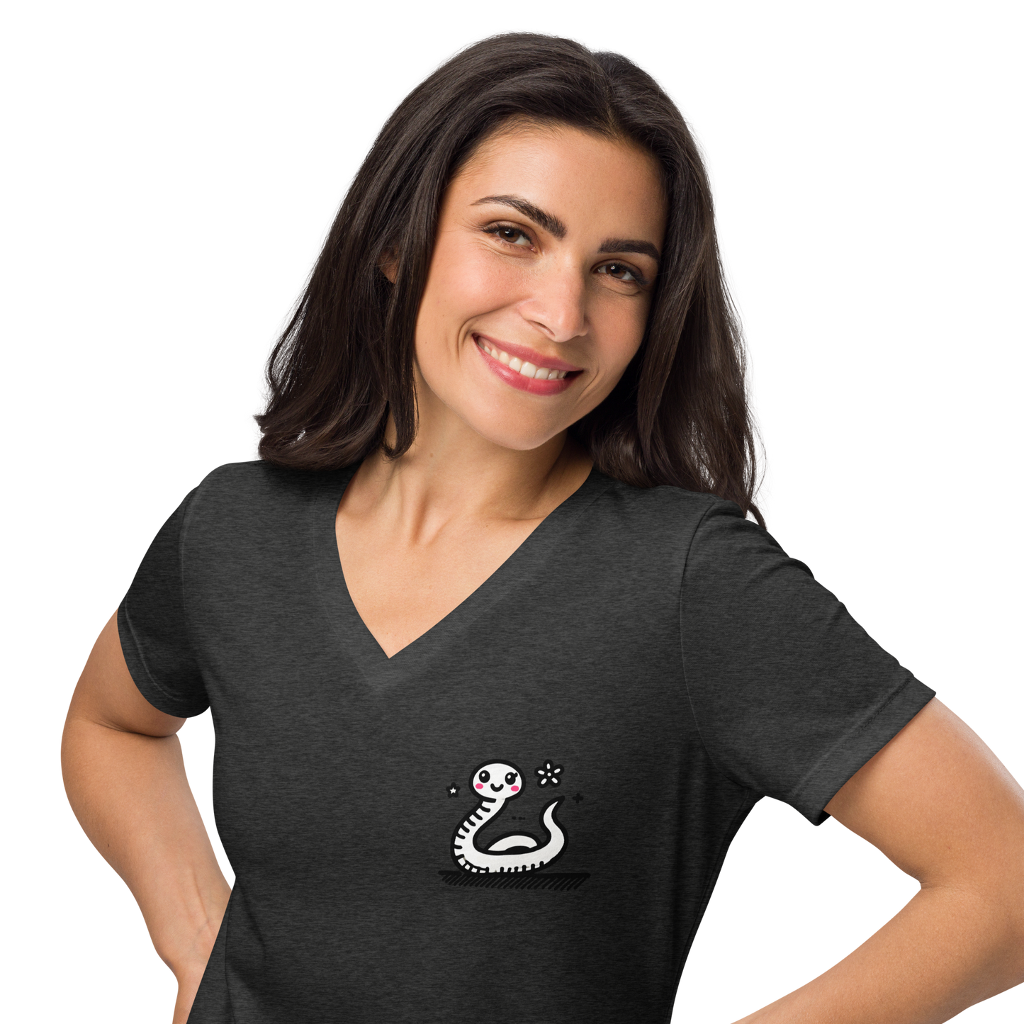 Women’s relaxed v-neck t-shirt_Humorous Snake