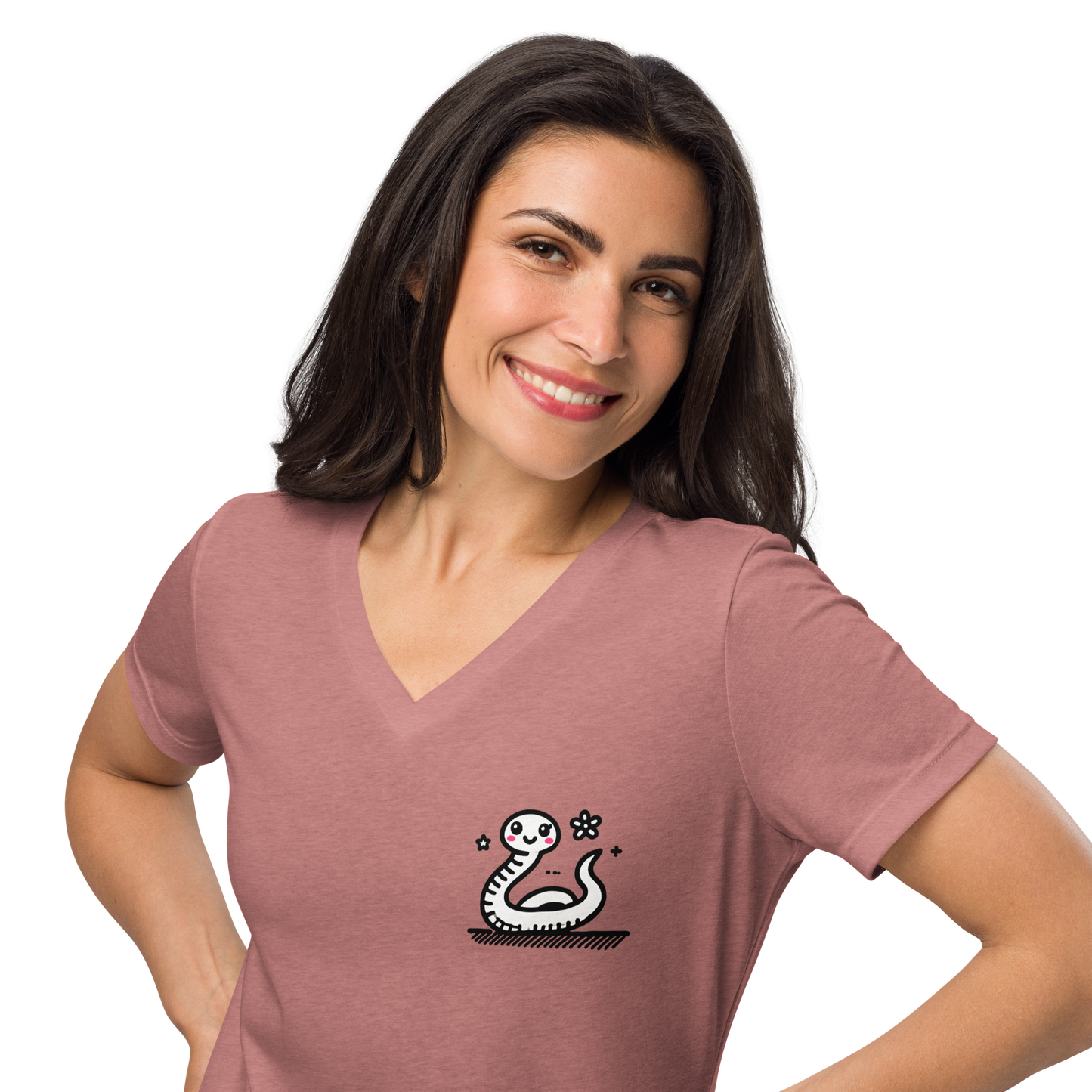 Women’s relaxed v-neck t-shirt_Humorous Snake