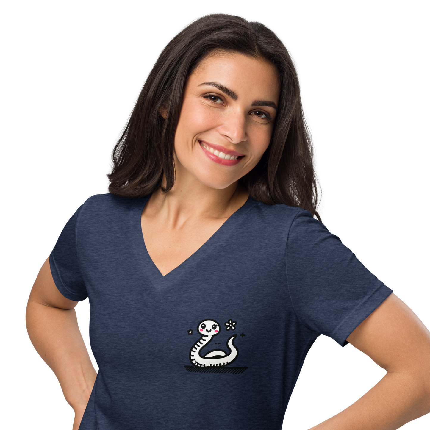 Women’s relaxed v-neck t-shirt_Humorous Snake