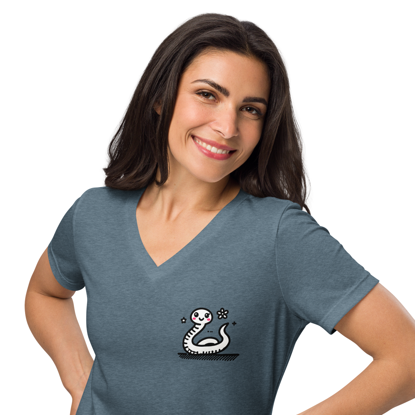 Women’s relaxed v-neck t-shirt_Humorous Snake