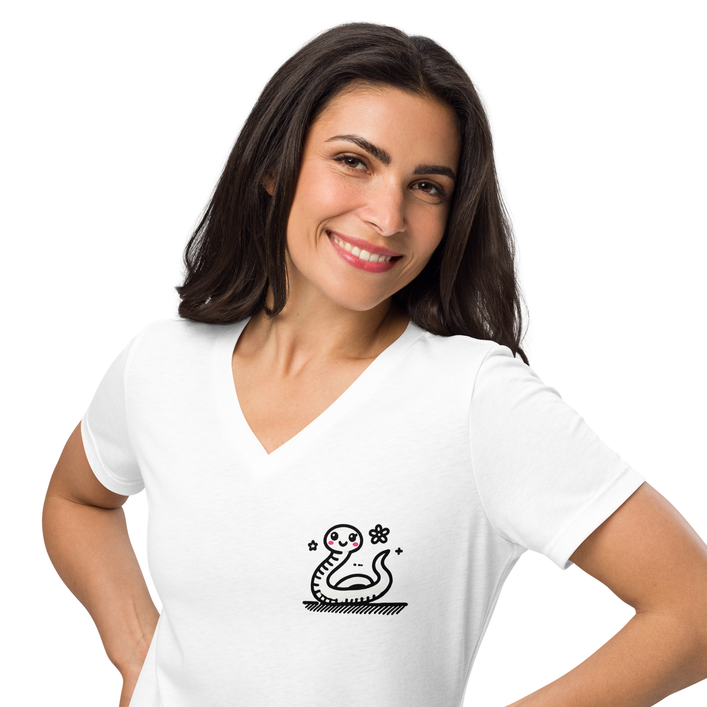 Women’s relaxed v-neck t-shirt_Humorous Snake